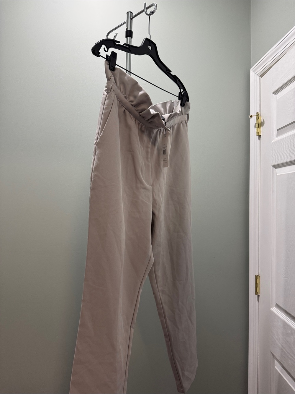 Lavish Alice Stone Beige Elastic Waist Chinos